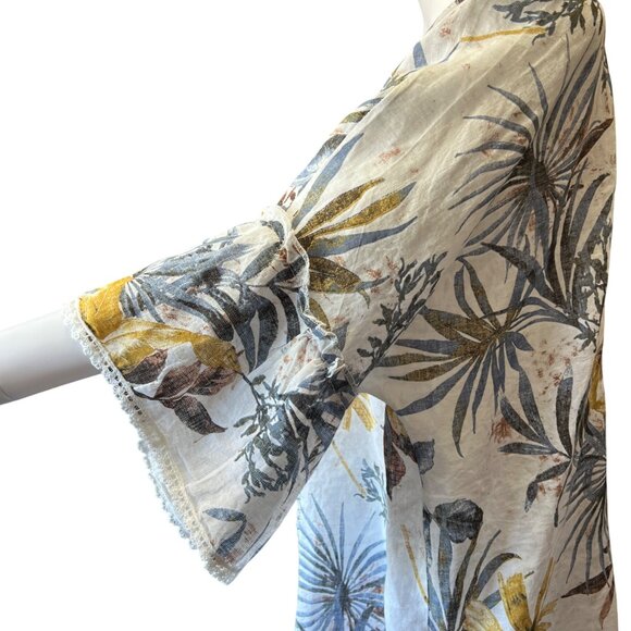 Francesca Bettini Boho Floral Print Open Front Kimono Cardigan Lace Trim OSFM - Picture 3 of 9